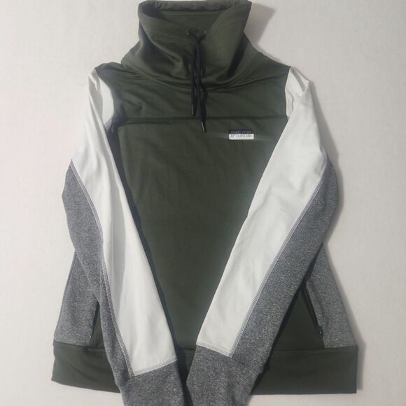 Victorias Secret PINK Pullover Drawstring Cowl Neck Sweatshirt Green Large - Picture 1 of 5
